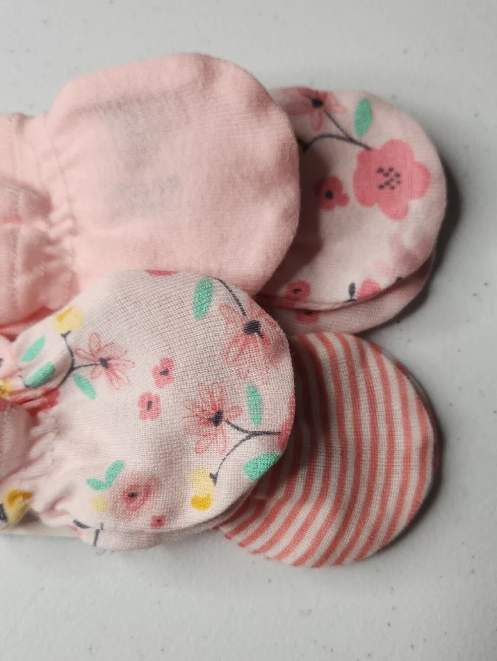 Gerber Pink Floral & Solid Baby Mittens 4-Pack